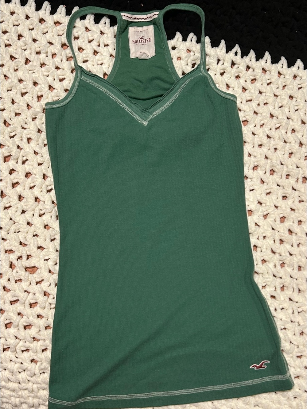 Hollister Y2K Vintage Forest Green Ribbed Racerback Tank